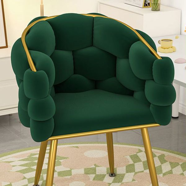 Contemporary Nordic Velvet & Metal Bubble Curved Vanity Stool With Adjustable Feet For Bedroom & Living Room - Image 15