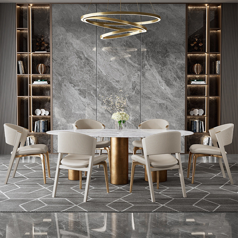 DFM-Chair-BM01749-1.jpg Modern Luxury Microfiber Leather & Stainless Steel Curved Dining Chair With Anti-Slip Pads For Bedroom, Living Room & Dining Room - Image 1