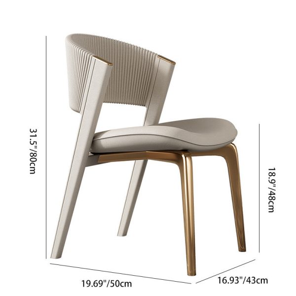 Modern Luxury Microfiber Leather & Stainless Steel Curved Dining Chair With Anti-Slip Pads For Bedroom, Living Room & Dining Room - Image 4