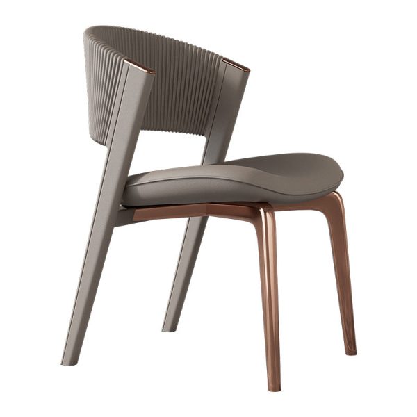Modern Luxury Microfiber Leather & Stainless Steel Curved Dining Chair With Anti-Slip Pads For Bedroom, Living Room & Dining Room - Image 9