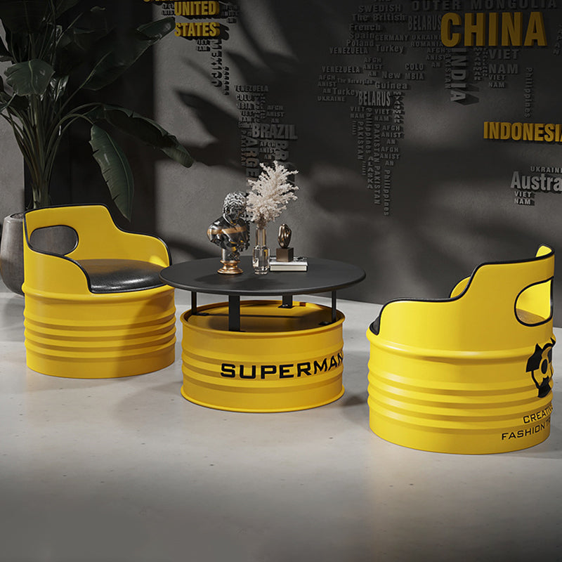 DFM-Chair-BM01759-2.jpg Contemporary Industrial Iron & PU Leather Round Accent Chair For Living Room And Bedroom - Image 1