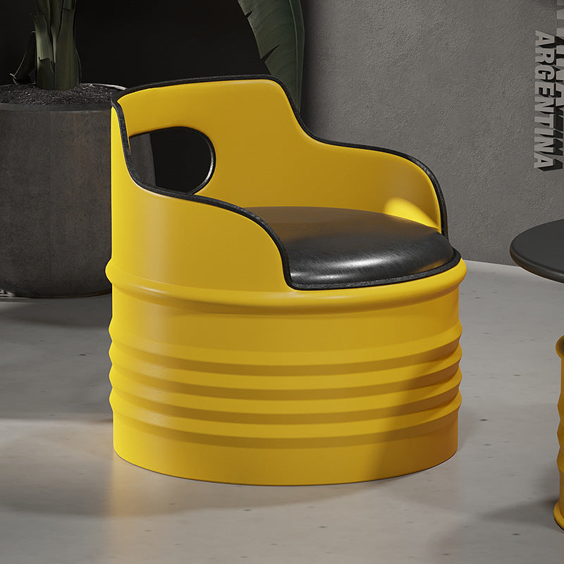 DFM-Chair-BM01759-8.jpg Contemporary Industrial Iron & PU Leather Round Accent Chair For Living Room And Bedroom - Image 6