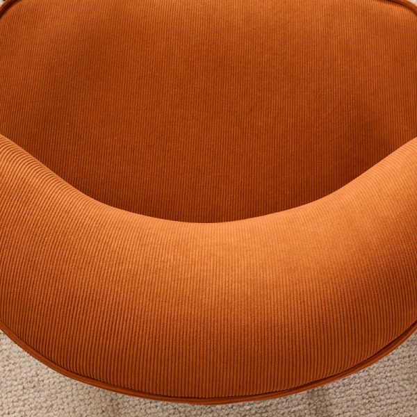 Traditional French Fabric, Corduroy & Wood Square Curved Accent Chair For Bedroom And Living Room - Image 6