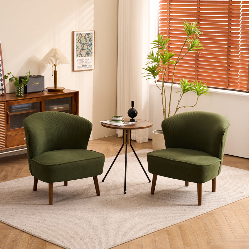 DFM-Chair-BM01760-18.jpg Traditional French Fabric, Corduroy & Wood Square Curved Accent Chair For Bedroom And Living Room - Image 1