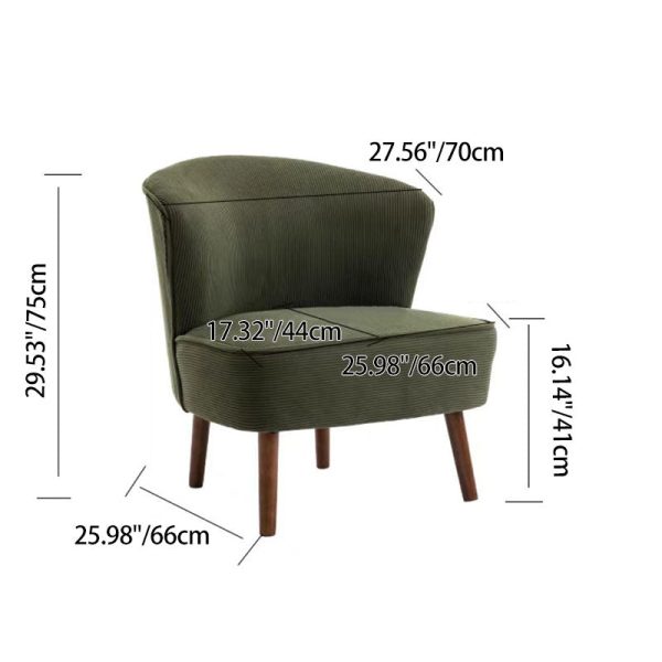 Traditional French Fabric, Corduroy & Wood Square Curved Accent Chair For Bedroom And Living Room - Image 4