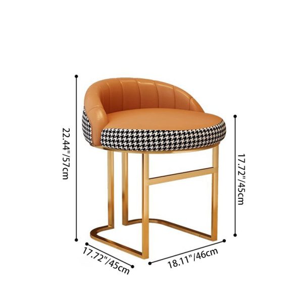Contemporary Nordic PU Leather & Iron Curved Round Vanity Stool For Bedroom And Living Room - Image 4