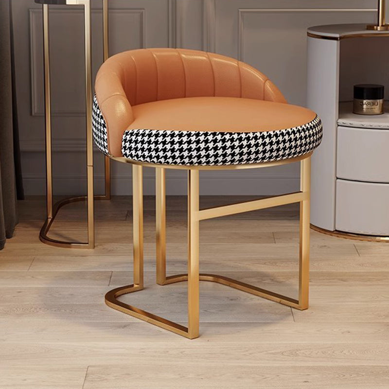 DFM-Chair-BM01761-7.jpg Contemporary Nordic PU Leather & Iron Curved Round Vanity Stool For Bedroom And Living Room - Image 1