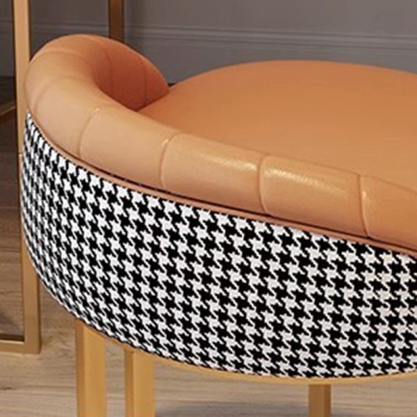 Contemporary Nordic PU Leather & Iron Curved Round Vanity Stool For Bedroom And Living Room - Image 5