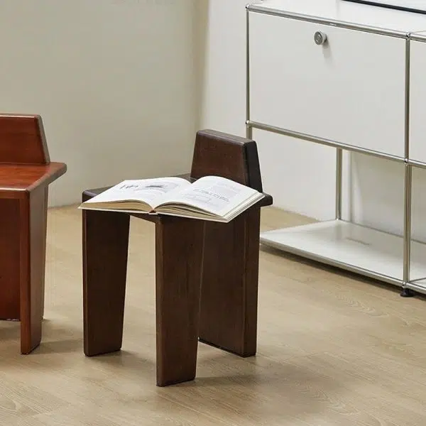 Traditional French Solid Wood Square Low Stool For Bedroom, Living Room & Dining Room - Image 12