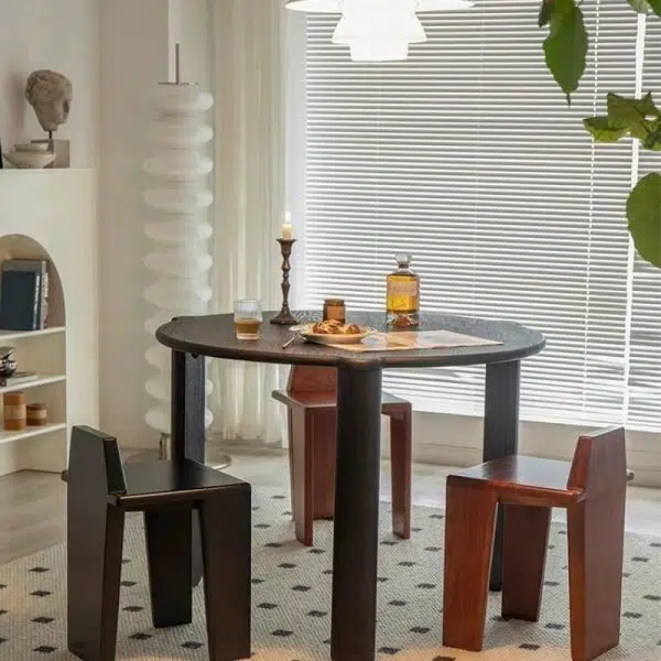 Traditional French Solid Wood Square Low Stool For Bedroom, Living Room & Dining Room