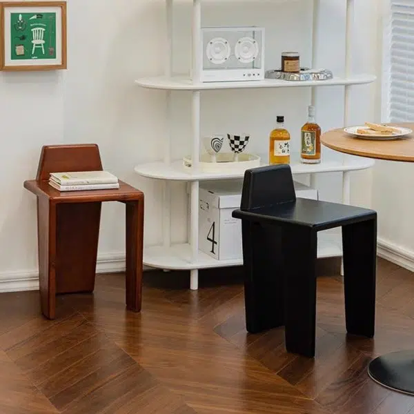 Traditional French Solid Wood Square Low Stool For Bedroom, Living Room & Dining Room - Image 2