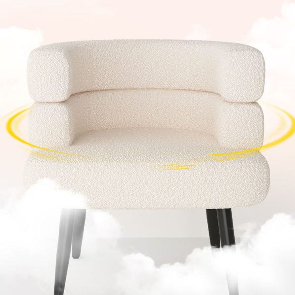 Contemporary Nordic Lambswool & Carbon Steel Curved Round Accent Chair For Bedroom & Living Room - Image 8