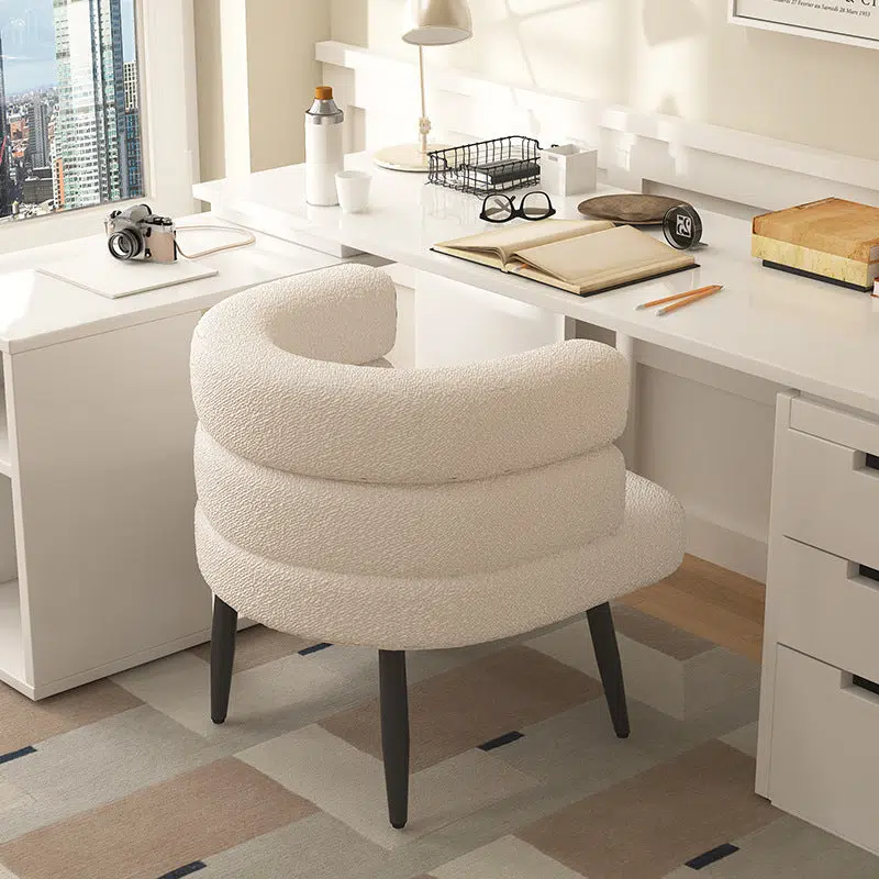 DFM-Chair-BM01797-28.jpg Contemporary Nordic Lambswool & Carbon Steel Curved Round Accent Chair For Bedroom & Living Room - Image 3