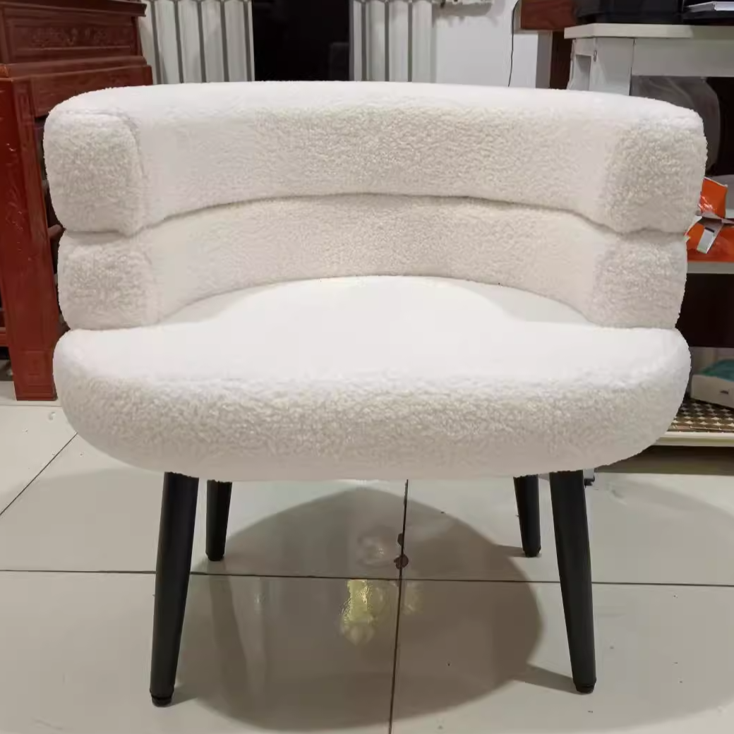 DFM-Chair-BM01797-3.png Contemporary Nordic Lambswool & Carbon Steel Curved Round Accent Chair For Bedroom & Living Room - Image 30