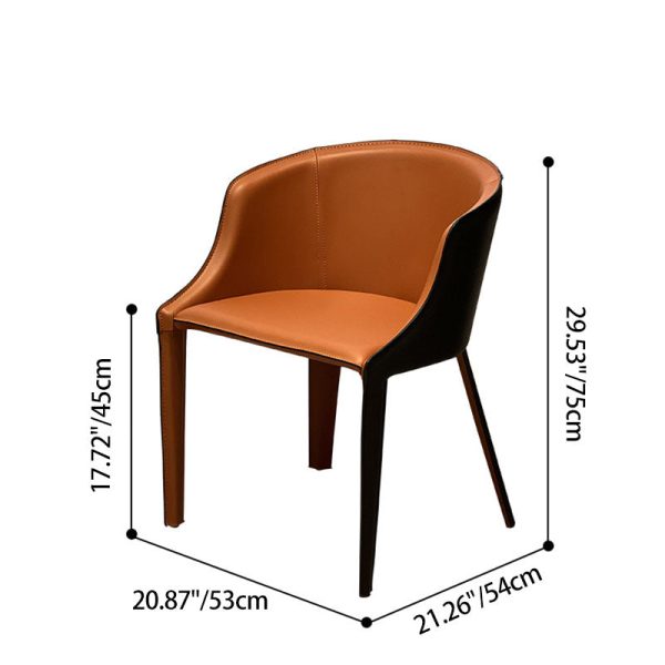 Modern Minimalist Saddle Leather & Carbon Steel Curved Dining Chair For Dining Room, Bedroom & Living Room - Image 4