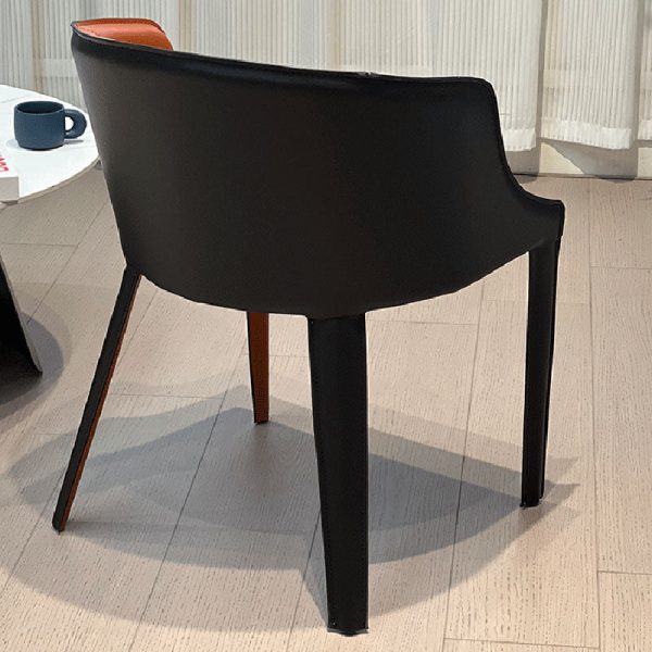 Modern Minimalist Saddle Leather & Carbon Steel Curved Dining Chair For Dining Room, Bedroom & Living Room - Image 11