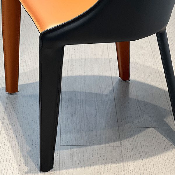 Modern Minimalist Saddle Leather & Carbon Steel Curved Dining Chair For Dining Room, Bedroom & Living Room - Image 7