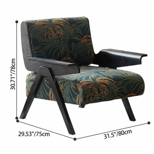 Contemporary Nordic Velvet & Wood Square Accent Chair With Adjustable Legs For Bedroom & Living Room - Image 4