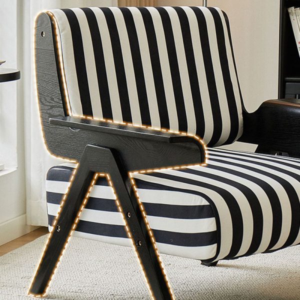 Contemporary Nordic Velvet & Wood Square Accent Chair With Adjustable Legs For Bedroom & Living Room - Image 9