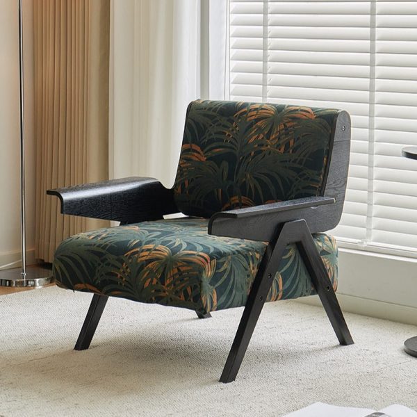 Contemporary Nordic Velvet & Wood Square Accent Chair With Adjustable Legs For Bedroom & Living Room - Image 13