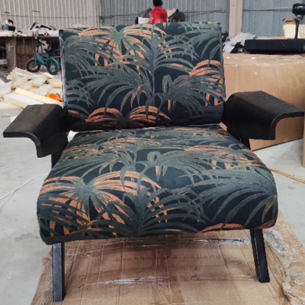 Contemporary Nordic Velvet & Wood Square Accent Chair With Adjustable Legs For Bedroom & Living Room - Image 14