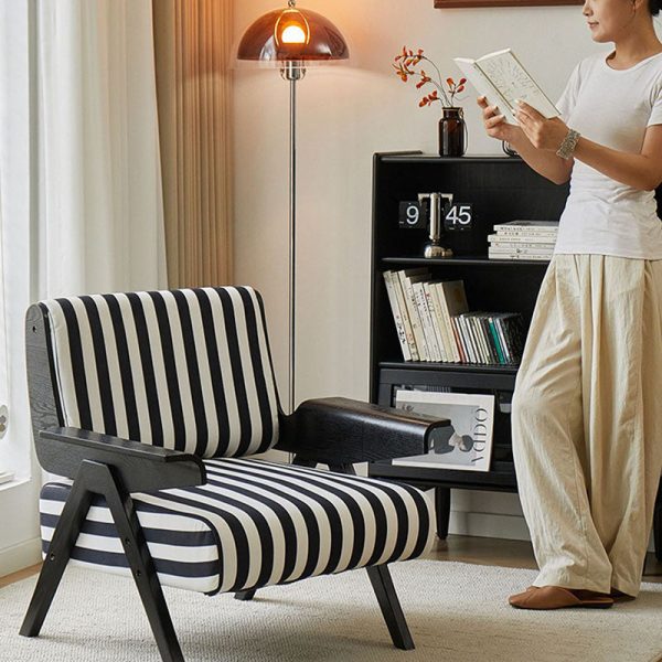 Contemporary Nordic Velvet & Wood Square Accent Chair With Adjustable Legs For Bedroom & Living Room - Image 3