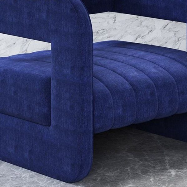 Contemporary Nordic Velvet & Metal Square Accent Chair For Bedroom & Living Room - Image 4