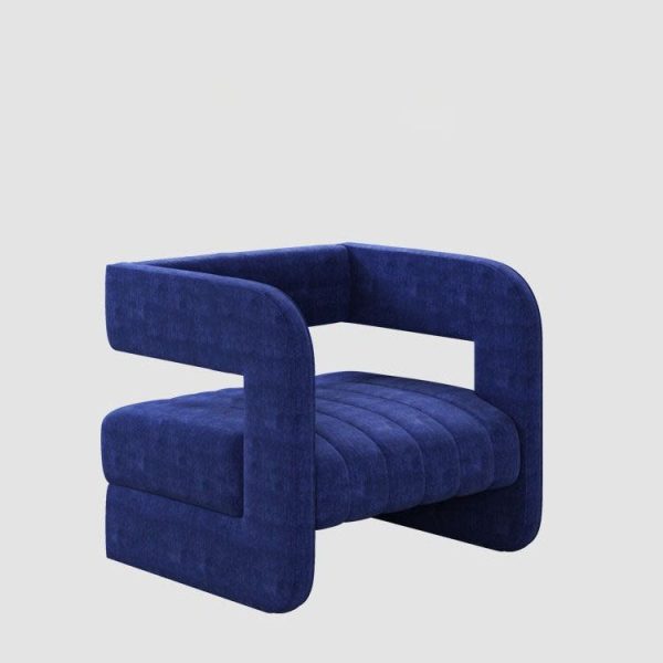 Contemporary Nordic Velvet & Metal Square Accent Chair For Bedroom & Living Room - Image 10