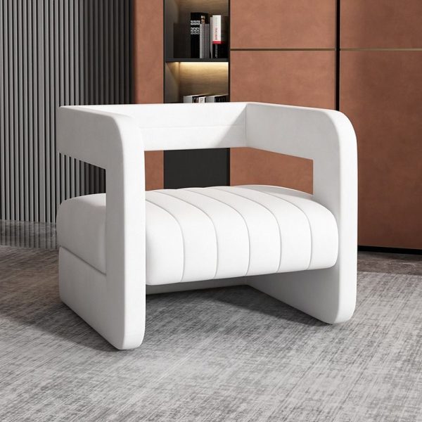 Contemporary Nordic Velvet & Metal Square Accent Chair For Bedroom & Living Room - Image 5