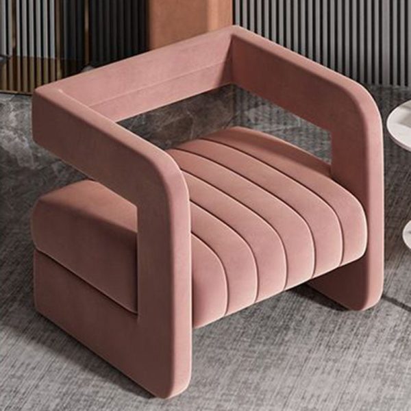 Contemporary Nordic Velvet & Metal Square Accent Chair For Bedroom & Living Room - Image 11