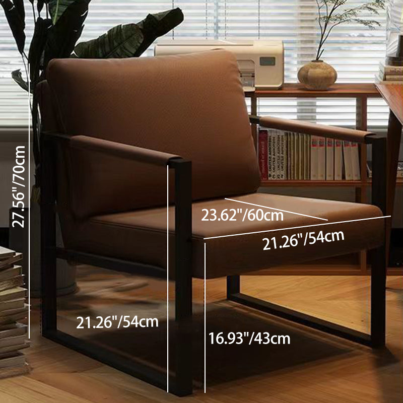 DFM-Chair-BM01806-1.jpg Contemporary Nordic Leather & Iron Square Accent Chair For Bedroom & Living Room - Image 4