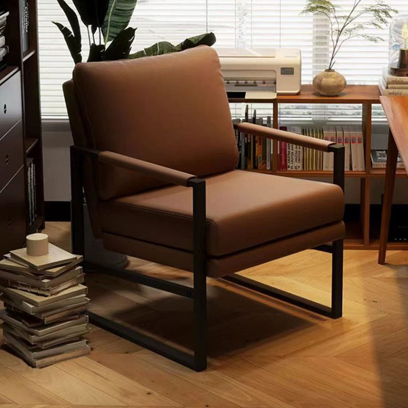 DFM-Chair-BM01806-10.jpg Contemporary Nordic Leather & Iron Square Accent Chair For Bedroom & Living Room - Image 19