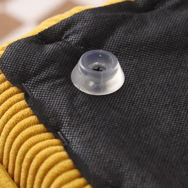 Contemporary Nordic Corduroy Wood Square Cube Low Stool With Anti-Slip Feet For Bedroom & Living Room - Image 7