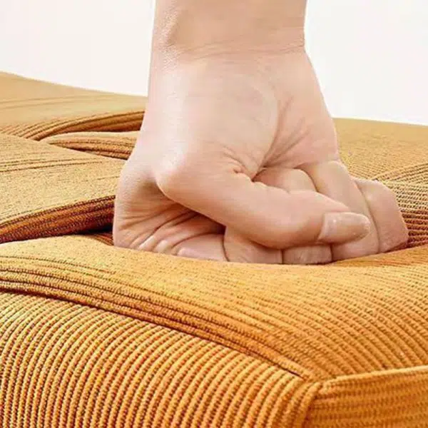 Contemporary Nordic Corduroy Wood Square Cube Low Stool With Anti-Slip Feet For Bedroom & Living Room - Image 5