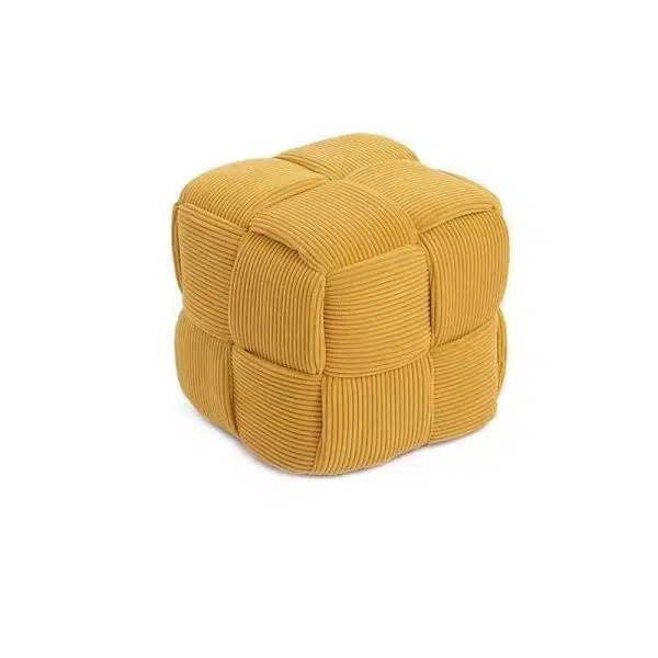 Contemporary Nordic Corduroy Wood Square Cube Low Stool With Anti-Slip Feet For Bedroom & Living Room - Image 11