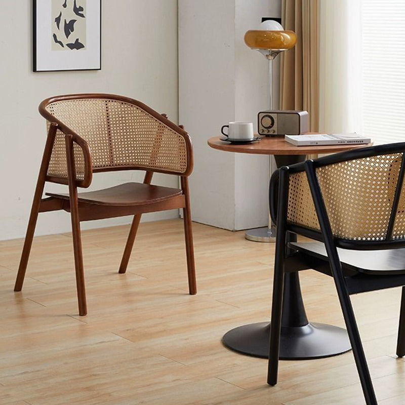 DFM-Chair-BM01813-11.jpg Traditional Vintage Rattan, Ash & Rubber Wood Curved Trapezoidal Dining Chair For Bedroom, Living Room & Dining Room - Image 1