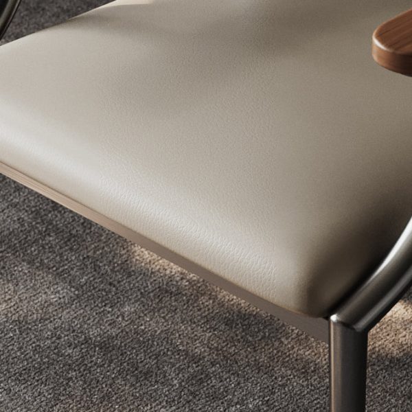 Contemporary Scandinavian Microfiber Leather Walnut Stainless Steel Curved Square Dining Chair With Backrest For Living Room & Dining Room - Image 10