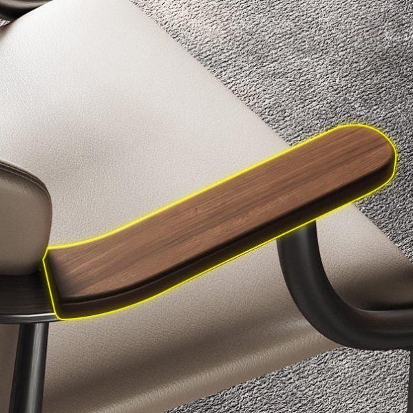 Contemporary Scandinavian Microfiber Leather Walnut Stainless Steel Curved Square Dining Chair With Backrest For Living Room & Dining Room - Image 9