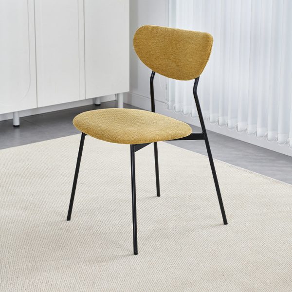 Contemporary Scandinavian Linen Iron Semi-Round Dining Chair With Backrest For Living Room & Dining Room - Image 7
