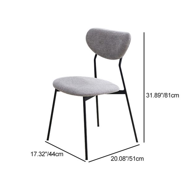 Contemporary Scandinavian Linen Iron Semi-Round Dining Chair With Backrest For Living Room & Dining Room - Image 4