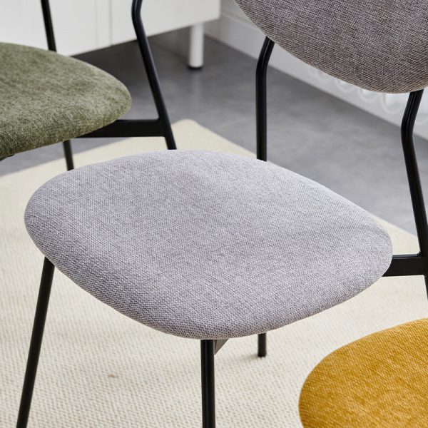 Contemporary Scandinavian Linen Iron Semi-Round Dining Chair With Backrest For Living Room & Dining Room - Image 5