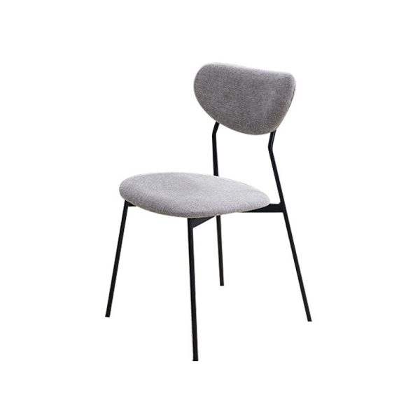 Contemporary Scandinavian Linen Iron Semi-Round Dining Chair With Backrest For Living Room & Dining Room - Image 17