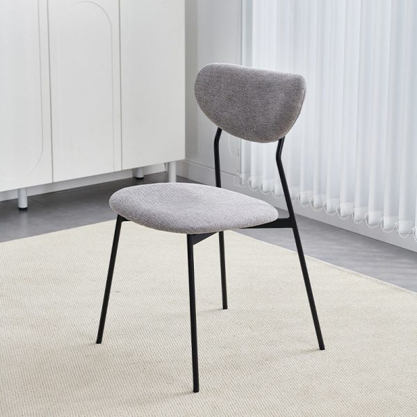 Contemporary Scandinavian Linen Iron Semi-Round Dining Chair With Backrest For Living Room & Dining Room - Image 12