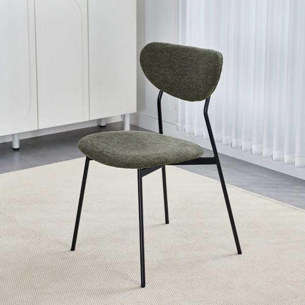 Contemporary Scandinavian Linen Iron Semi-Round Dining Chair With Backrest For Living Room & Dining Room - Image 13