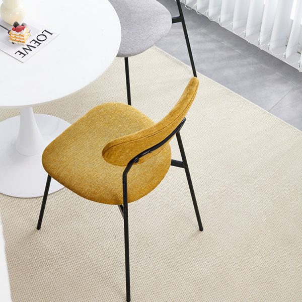 Contemporary Scandinavian Linen Iron Semi-Round Dining Chair With Backrest For Living Room & Dining Room - Image 15