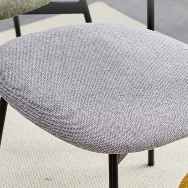 Contemporary Scandinavian Linen Iron Semi-Round Dining Chair With Backrest For Living Room & Dining Room - Image 6