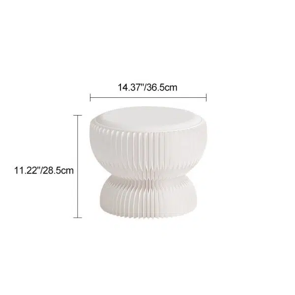 Contemporary Creative Leather Kraft Paper Round Cylinder Foldable Low Stool For Bedroom & Living Room - Image 4