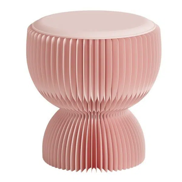 Contemporary Creative Leather Kraft Paper Round Cylinder Foldable Low Stool For Bedroom & Living Room - Image 18