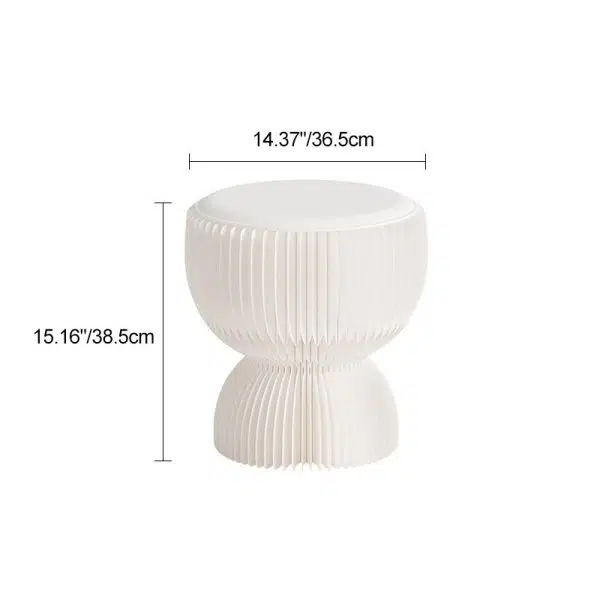 Contemporary Creative Leather Kraft Paper Round Cylinder Foldable Low Stool For Bedroom & Living Room - Image 5