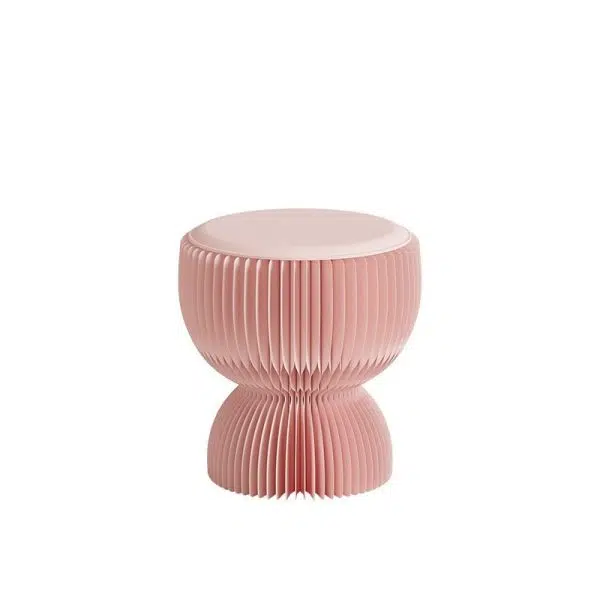 Contemporary Creative Leather Kraft Paper Round Cylinder Foldable Low Stool For Bedroom & Living Room - Image 17